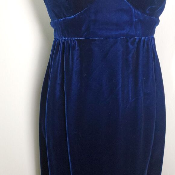 Vintage Blue Velvet Maxi Dress, Size 9 - Picture 6 of 7